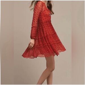 Maeve Elegant Hippie Red Lace Dress